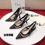 Dior SLINGBACK IN NUDE AND BLACK DOTTED SWISS AND RHINESTONES - 3