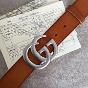 GG original calfskin belt 30mm 414516 brown silver - 5