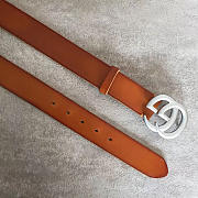 GG original calfskin belt 30mm 414516 brown silver - 4