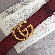 GG original calfskin belt 30mm 414516 wine red gold - 4