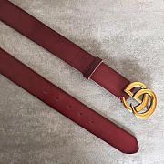 GG original calfskin belt 30mm 414516 wine red gold - 2