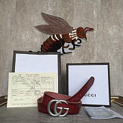 GG original calfskin belt 30mm 414516 wine red silver - 1
