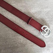 GG original calfskin belt 30mm 414516 wine red silver - 6