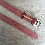 GG original calfskin belt 30mm 414516 wine red silver - 4