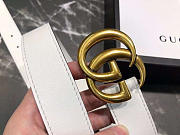 GG original calfskin belt 30mm 409418 white gold - 6