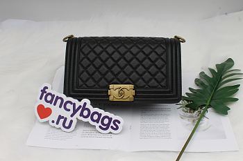 CC original handmade grained calfskin medium boy handbag A67086 black
