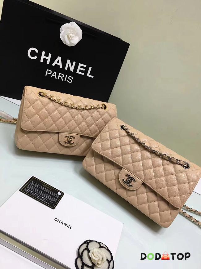 Chanel 1112 Caviar Calfskin Double Flap Bag With Gold/Silver Hardware 25cm Beige - 1