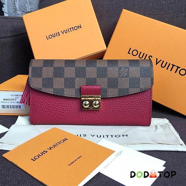 Louis vuitton damier ebene croisette long wallet N60207 burgundy - 1