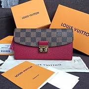 Louis vuitton damier ebene croisette long wallet N60207 burgundy - 1