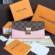 Louis vuitton damier ebene croisette long wallet N60207 pink - 1