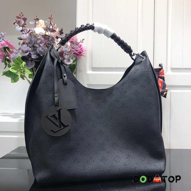 louis vuitton original mahina leather carmel hobo bag M52950 black - 1