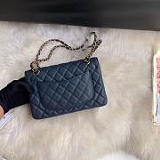 CC original iridescent grained calfskin small flap bag A01113 navy blue - 5