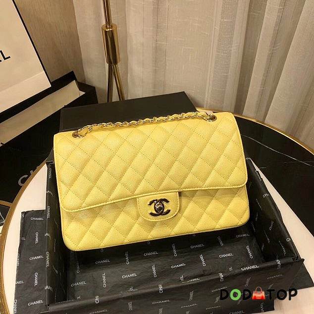 CC original iridescent grained calfskin small flap bag A01113 yellow - 1