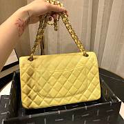 CC original iridescent grained calfskin small flap bag A01113 yellow - 4