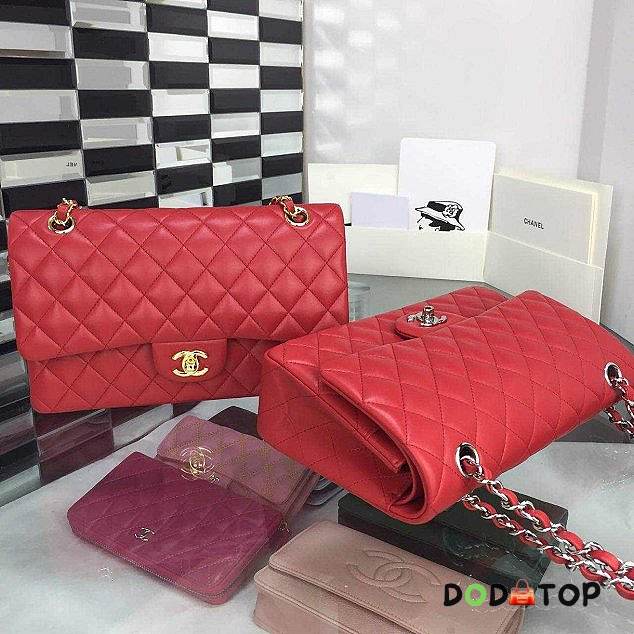 CC original handmade lambskin medium flap bag A01112 red - 1