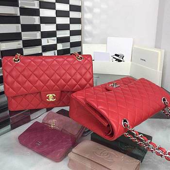 CC original handmade lambskin medium flap bag A01112 red