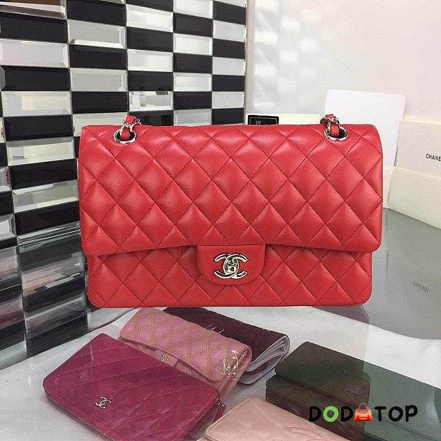 CC original handmade lambskin large flap bag A58600 red - 1