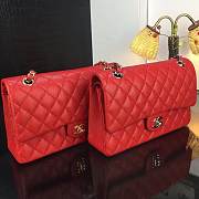 CC original handmade grained calfskin medium flap bag A01112 red - 1