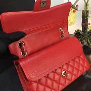 CC original handmade grained calfskin medium flap bag A01112 red - 4