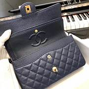 CC original handmade grained calfskin medium flap bag A01112 navy blue - 3