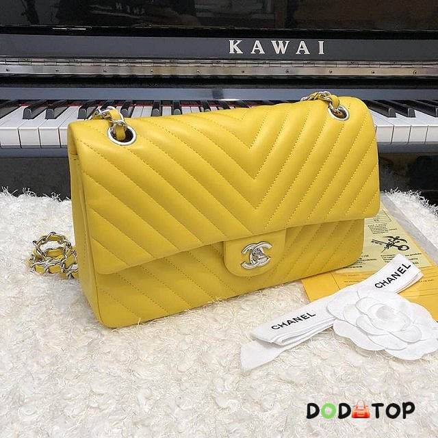 CC original lambskin medium double flap bag A01112-2 yellow - 1