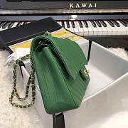 CC original grained calfskin medium double flap bag A01112-2 green - 6