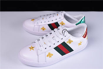 GUCCI Ace Embroidered Low-Top Sneaker Bee + Stars