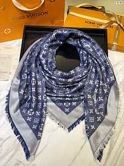 louis vuitton top quality silk scarf L568 denim blue - 5
