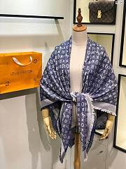 louis vuitton top quality silk scarf L568 denim blue - 4