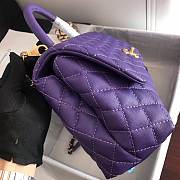 CC original grained calfskin large coco handle bag A92991 purple - 6