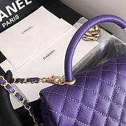 CC original grained calfskin large coco handle bag A92991 purple - 5