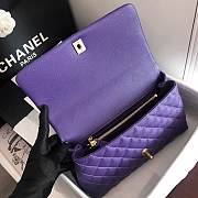 CC original grained calfskin large coco handle bag A92991 purple - 4