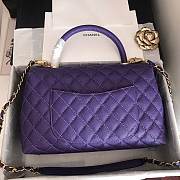 CC original grained calfskin large coco handle bag A92991 purple - 3