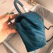 CC original grained calfskin small coco handle bag A92990 turquoise - 6