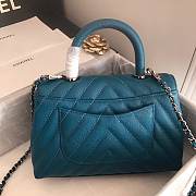 CC original grained calfskin small coco handle bag A92990 turquoise - 5