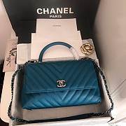 CC original grained calfskin large coco handle bag A92991 turquoise - 1