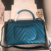 CC original grained calfskin large coco handle bag A92991 turquoise - 6