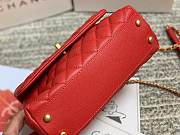 CC original grained calfskin small coco handle bag A92990 red - 4