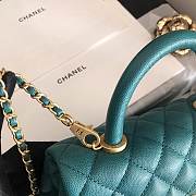 CC original grained calfskin small coco handle bag A92990 green - 5