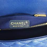 CC original iridescent grained calfskin large coco handle bag A92991 blue - 2