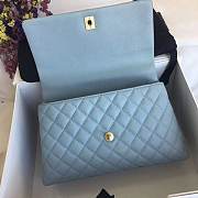 CC original iridescent grained calfskin large coco handle bag A92991 light blue - 3