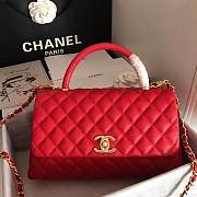 CC original iridescent grained calfskin large coco handle bag A92991 red - 6