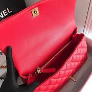 CC original iridescent grained calfskin large coco handle bag A92991 red - 2