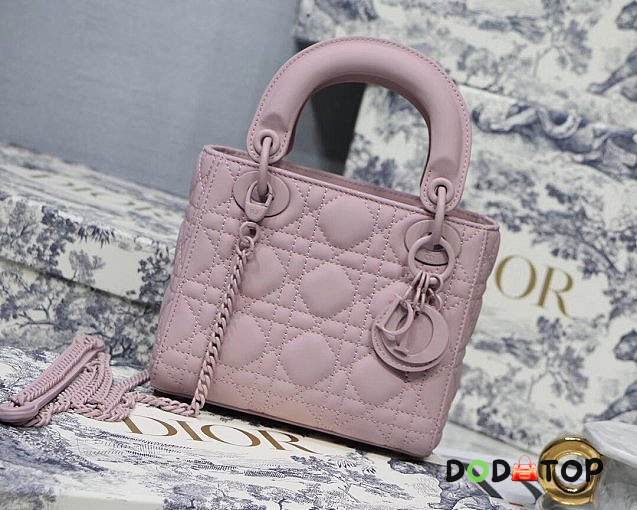 Dior original lambskin mini lady dior ultra-matte bag M0545 pink - 1