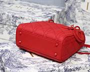 Dior original lambskin mini lady dior ultra-matte bag M0545 red - 6