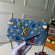 Louis Vuitton New Fresh Denim Stereo Color Old Flower Mini Wave Retro Denim Style Shoulder Bag M67531 - 2