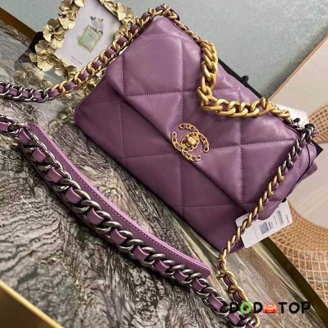 Chanel 19 Purple Soft Lambskin Leather 30cm - 1