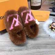 LV Fur Slippers In Brown - 3