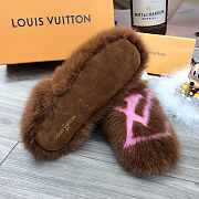 LV Fur Slippers In Brown - 4