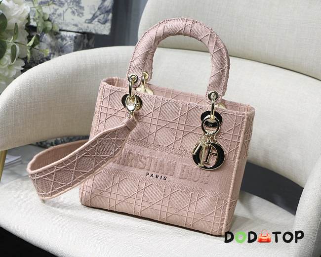 Lady Dior with gold hardware in pink - 1